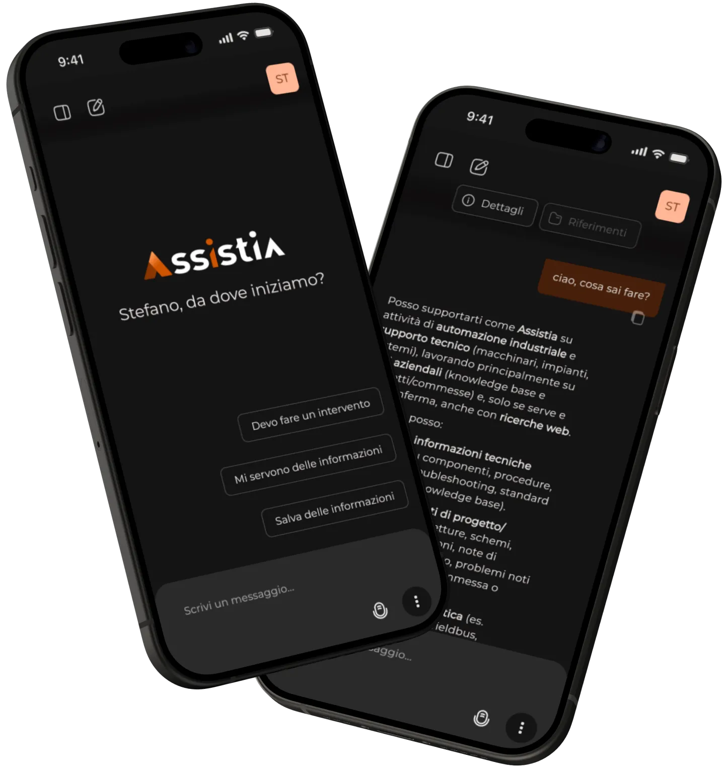 Interfaccia dell'assistente Assistia